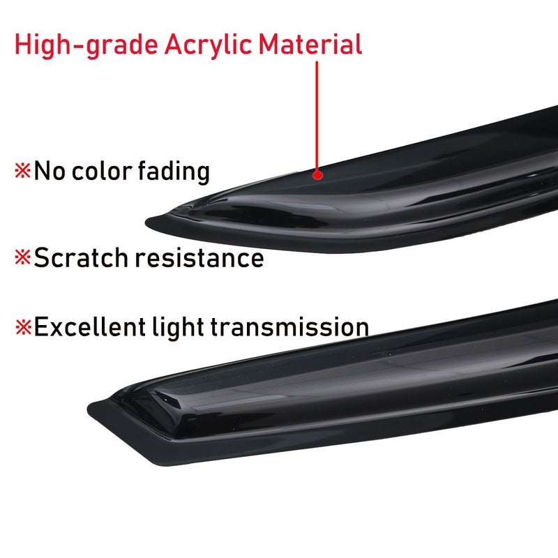 Lightronic Extra Durable Outside-Mount Auto Vent Window Visor, Fits 2005-2010 Jeep Grand Cherokee, UV Protection Rain Guard, Original Wind Deflector, No-Drill Easy Install, Dark Smoke, 4-Pcs - Image 5